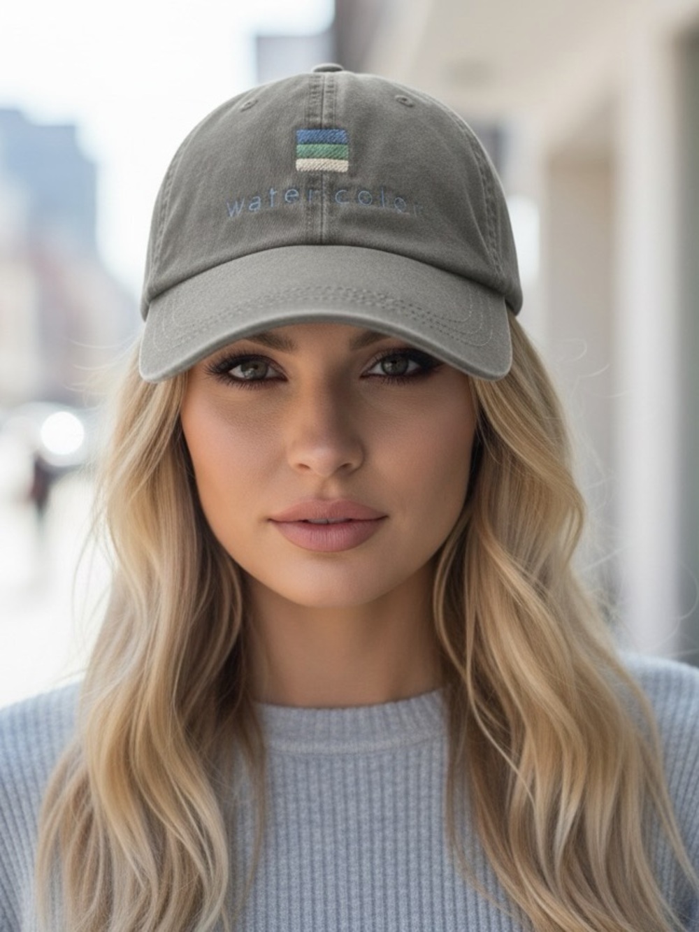 Watercolor Embroidered Light Olive Dad Hat/Baseball Cap | Unisex